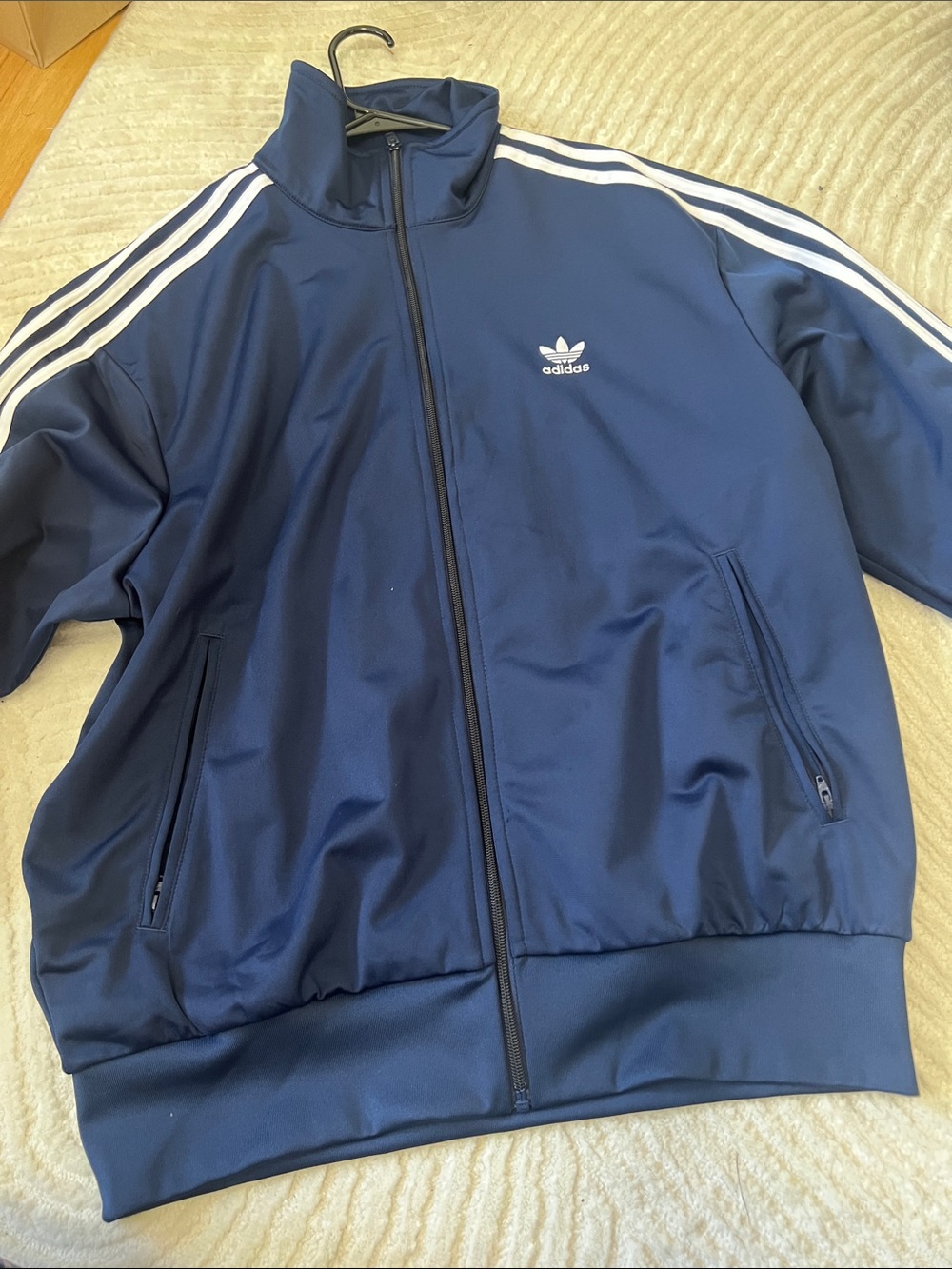 adidas Navy Blue Track Jacket with White 3-Stripes